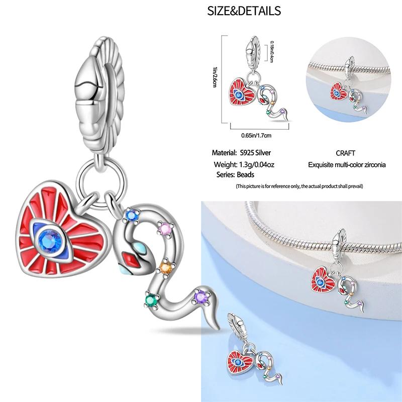 100% Copper Exquisite Tarot Cards Bracelet Pendants Blood Red Fire Snake Rose Charms Beads Diy Jewelry For Women