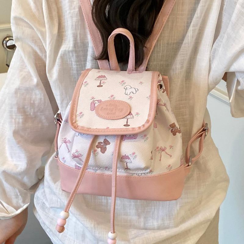 Cute Printed Backpack for Women New Trendy Fashion Simple Mini Schoolbag Summer Sweet Girl Backpack