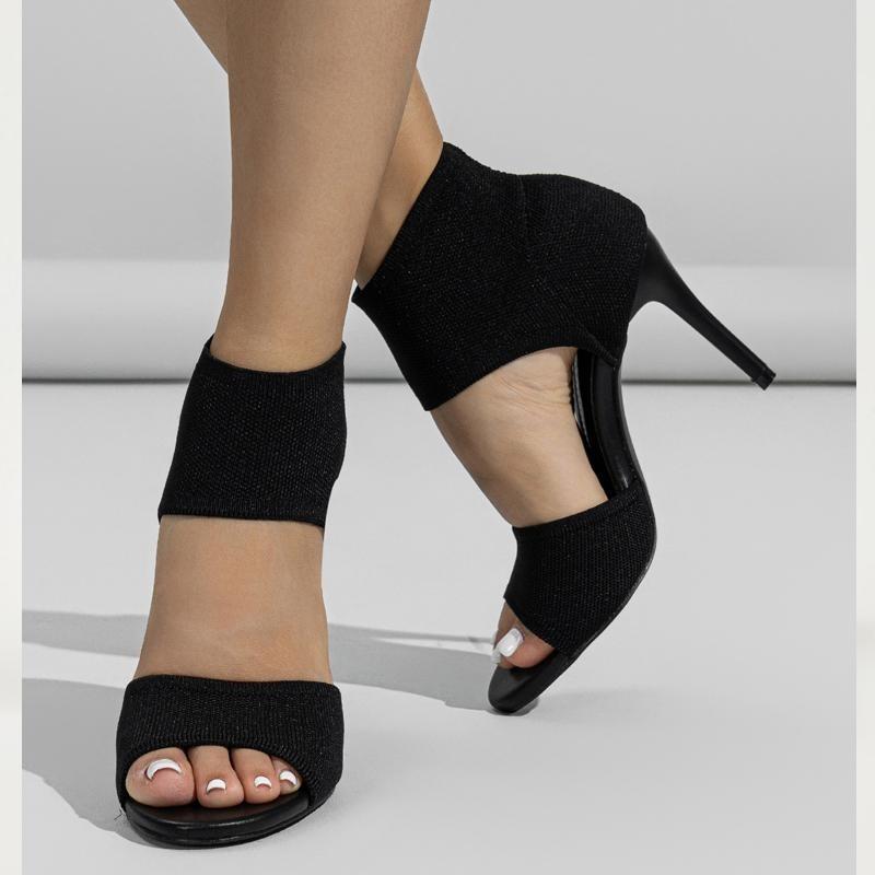 Eilyken Frühling Sexy Mode Stiefeletten Frauen Komfort Peep Toe Gestrickte Stretch Stilettos Dünne Fersen Cut-Out Tanzen Sandalen