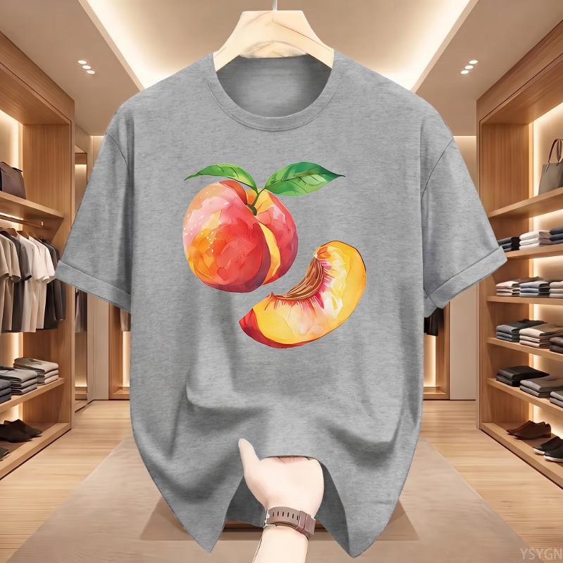 Whole Peach and Slice Man Sports Short Sleeve T-Shirt Summer Short Sleeved Harajuku Streetwear Tops Tees Aesthetic Clothes