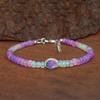 Smooth Purple Opal Beads Charm Bracelet, Purple Opal Oval Charm Gold Bracelet, Delicate Bracelet, October Birthstone, Gift for Wife