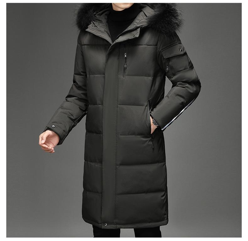 Herren-Daunenjacke, Outdoor-Jacke, Kunstfell, lang, knielang, einfarbig, verdickte Baumwolle, Arbeitskleidung, Übergröße M-5XL