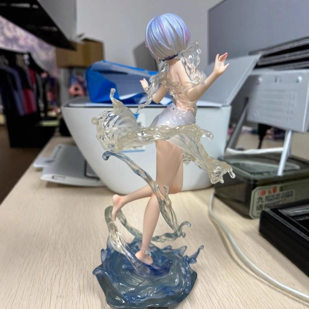 YAORUI Re:Zero Rem Aqua Dress 1/7 Scale Figure with Interchangeable Faces Pre-painted ABS PVC Decoration Birthday Gift Desktop Ornament