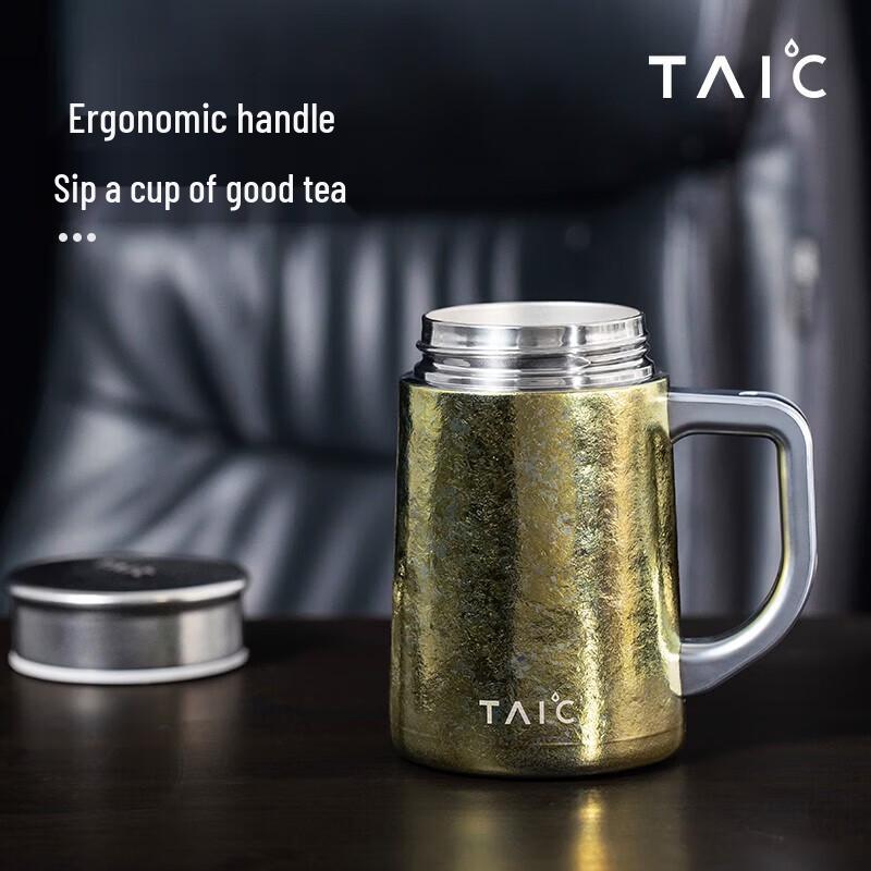 TAIC TBGB-T450 Pure Titanium Insulated Tea Mug with Handle and Filter, 450ml
