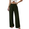 Women High Waist Wide Leg Pants Loose Fit Trousers with Pockets Elastic Waistband Solid Relaxed Fit Casual Trousers for Everyday Wear