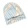 2D Flat Printing Pastel Blue Off White Peach Off Set Stripe Pattern Minimalist Knit Hat Designed for Adults Who Enjoy Quiet Style Complements Neutral 