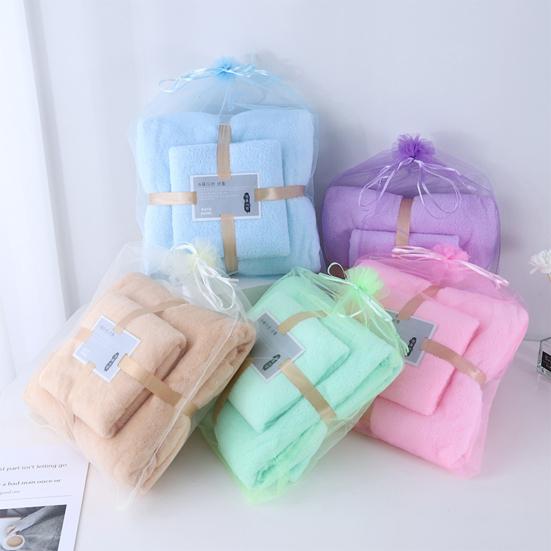 Towel Set Coral Fleece Bath Towel Cut Edge Absorbent Gift Towels Home Bathroom Soft Towels