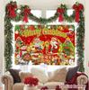 Christmas Polyester Background 150*100cm Santa Print Party Banner for Home & Outdoor Holiday Decor 2026 Christmas Celebr