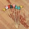 100PCS Cocktail Picks, Christmas Theme Disposable Fruit Tags, Bamboo Food Picks Toothpicks, for Fruits Desserts Cocktails Burgers