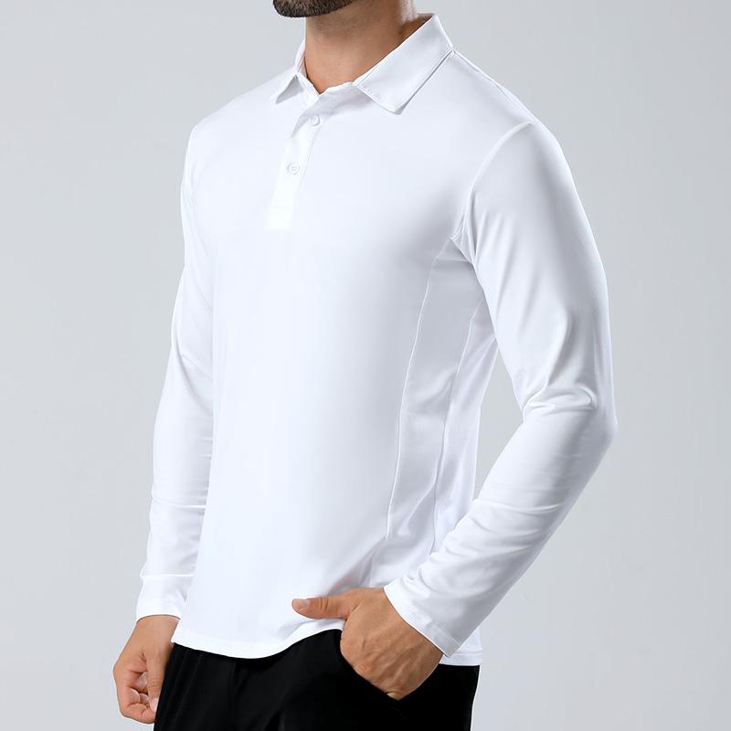 

Спортивная футболка с длинным рукавом, рубашка-поло, мужская, новая весенняя, быстросохнущая, дышащая, высокая эластичность, облегающая, с воротником, топ XS