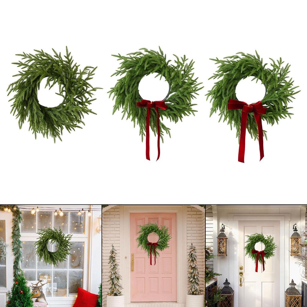 19inch Artificial Pine Christmas Wreath Versatile Front Door Wreath Realistic for Store Gate Decor Accessory Lightweight Sturdy