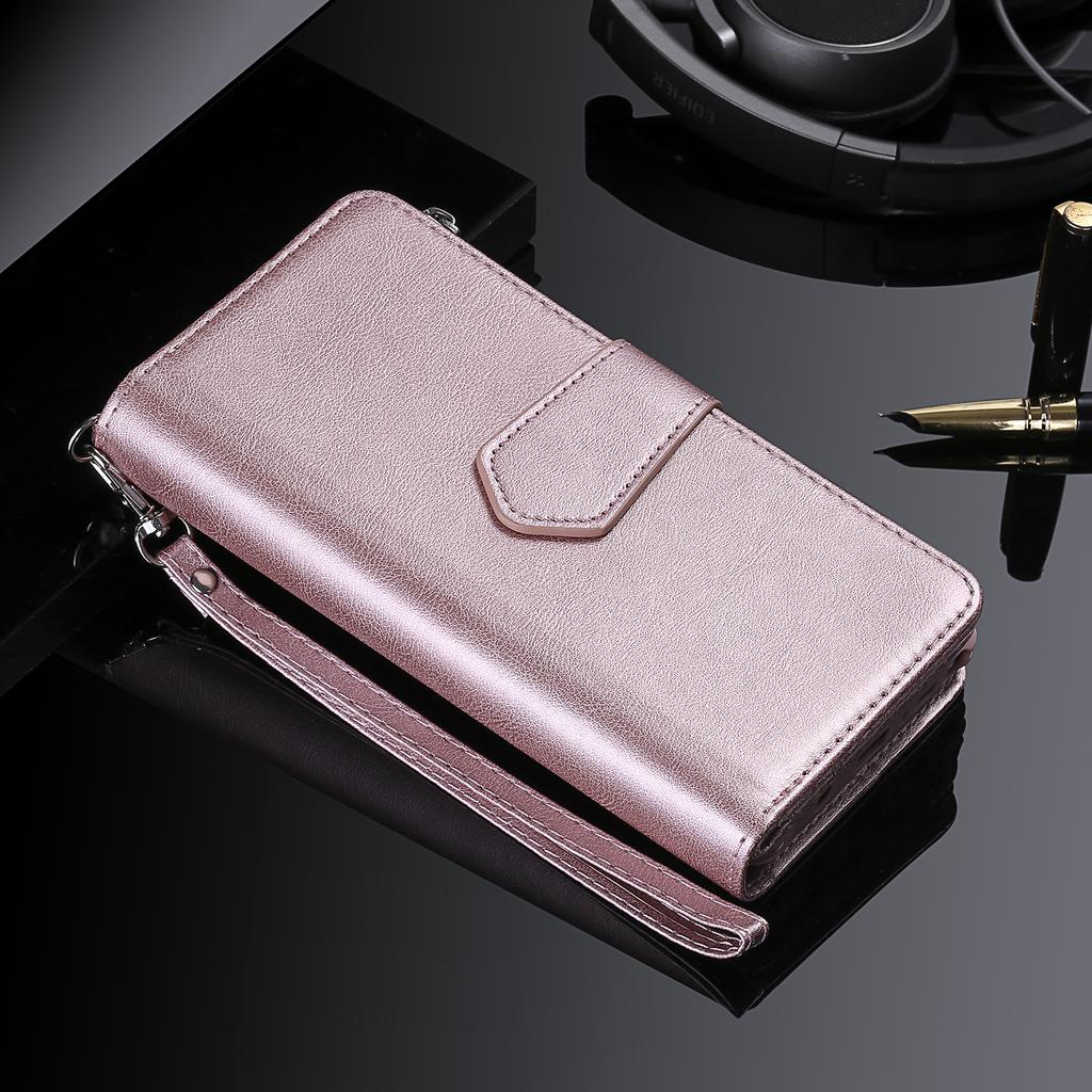 Zipper Leather Wallet Magnetic Detachable Case for Samsung Galaxy S22 Ultra S21 FE S20 A52 A13 A23 A33 A53 A12 Cards Solt Cover