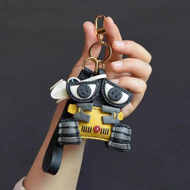 Handmade Genuine Leather Cute Small Flame Bag Pendant Car Key Chain Rope Ring Scarecrow Pendant Decoration New Pendant Bag Charm