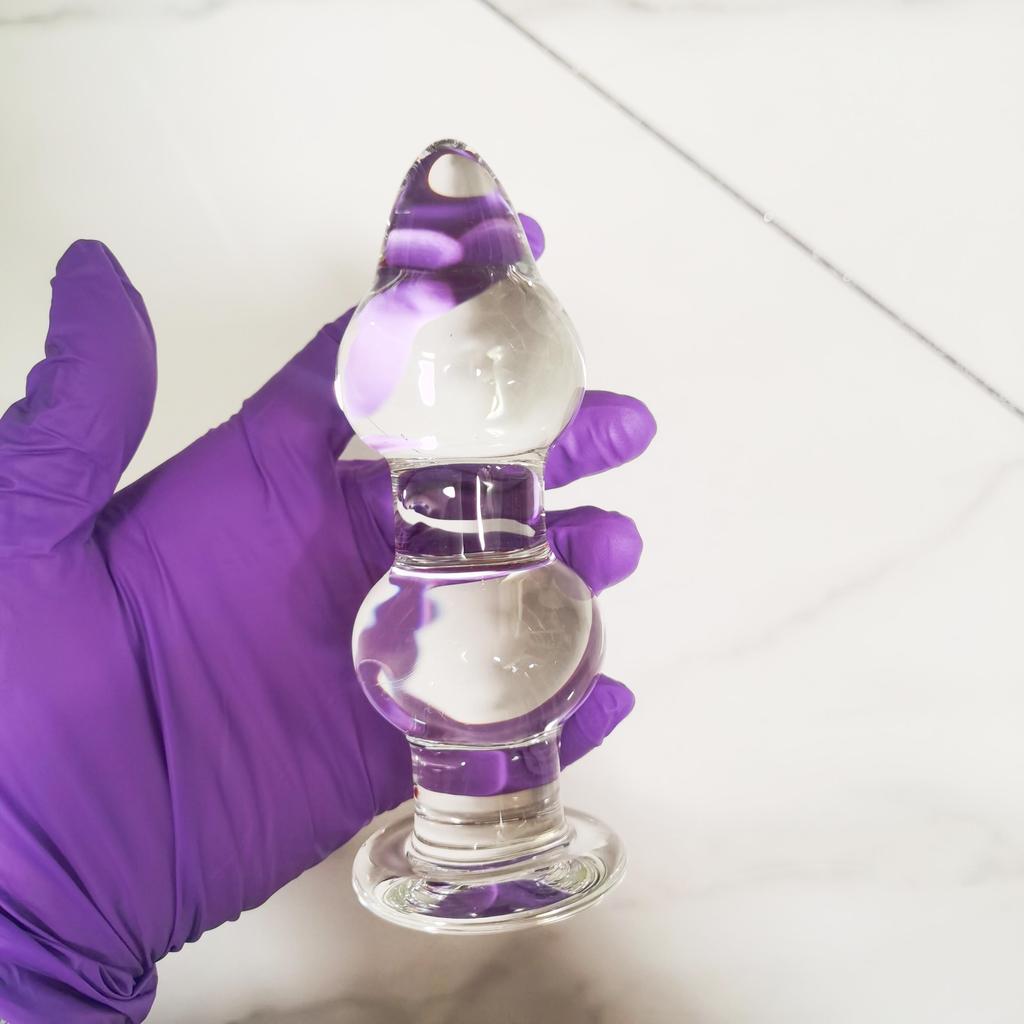 VaHppy Klarglas-Analplugs SM BDSM Sexspielzeug 14 * 4,5 cm 320g Masturbatoren für schwule Mädchen Analmassage-Erweiterungswerkzeuge Spiele für Erwachsene