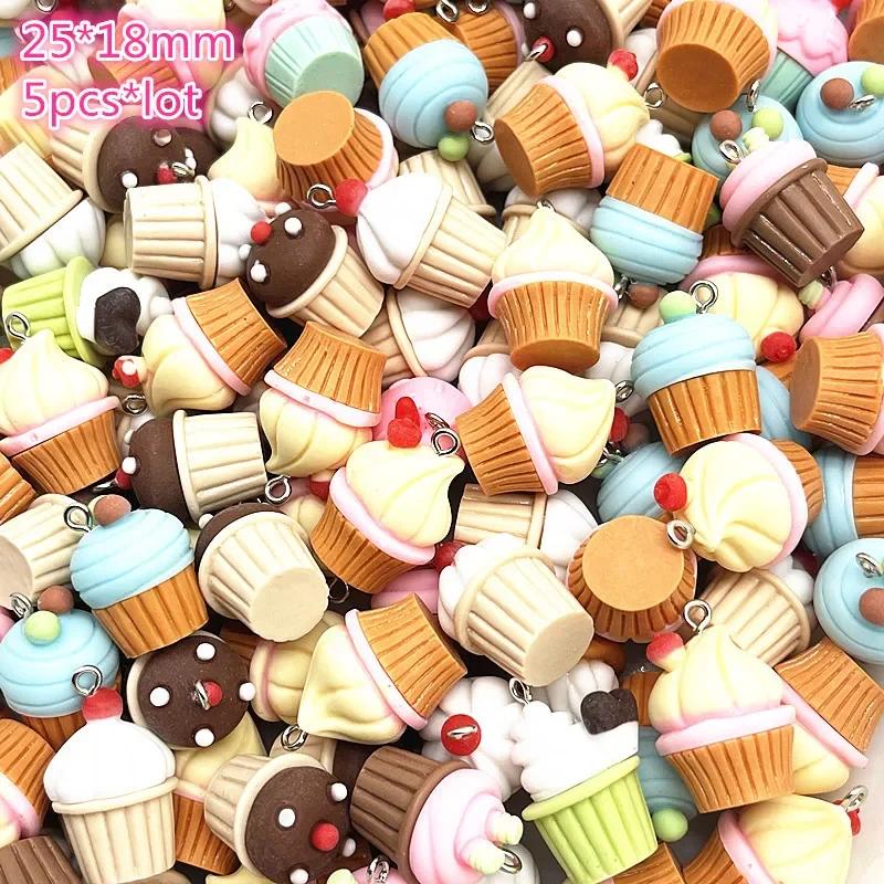 5-10pcs Hamburger Doughnut Cake Resin Beads for Jewelry Making Bracelet Charms Necklace Earring Pendant