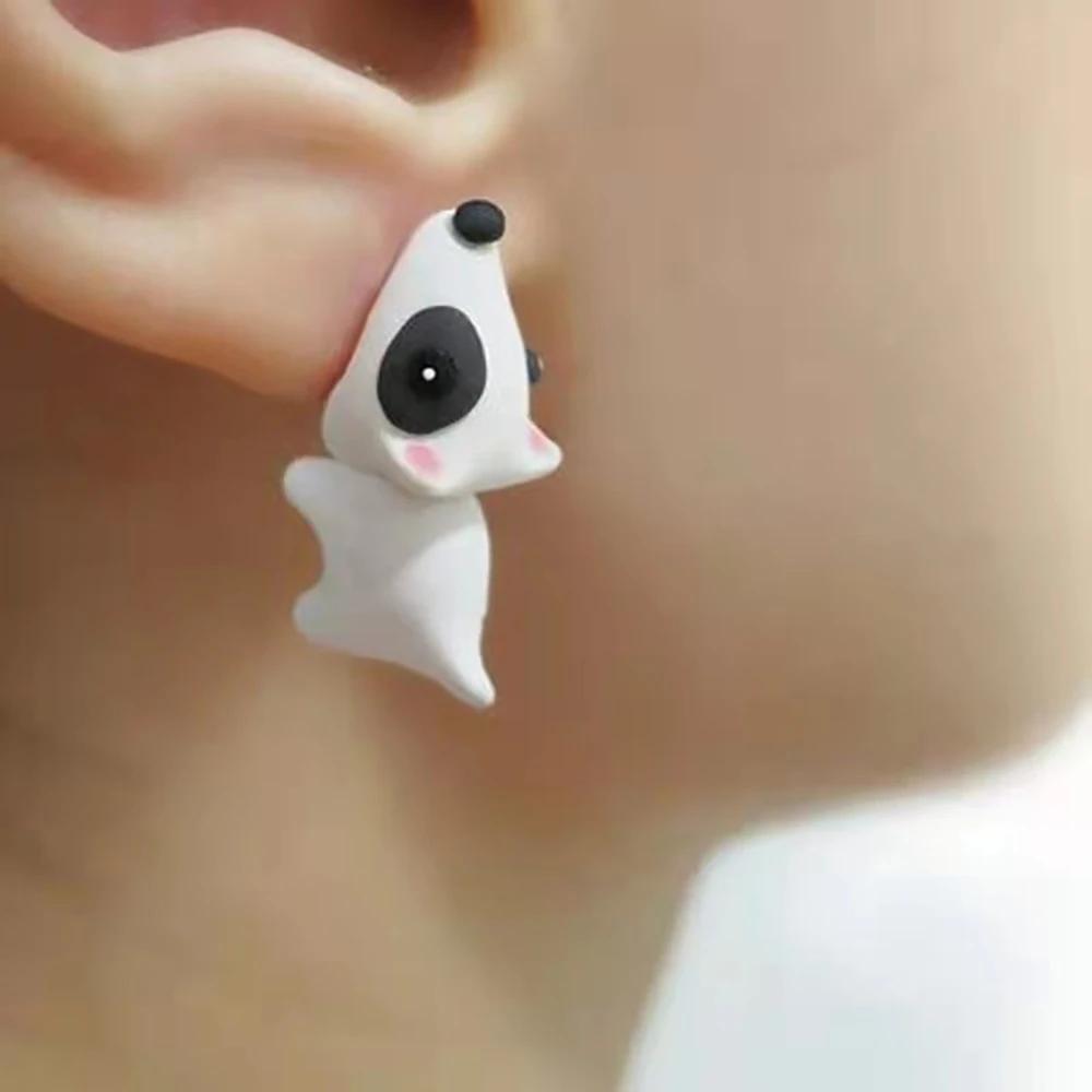 2pcs/1pair Animal Cartoon Stud Earring for Women Girl Cute Dinosaur Little Dog Whale Clay Bite Ear Jewelry Funny Gifts