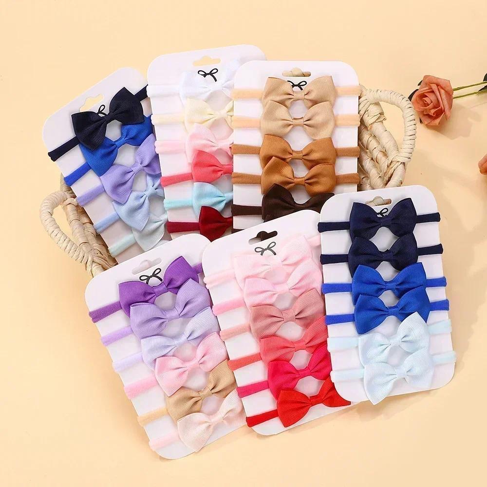 6Pcs/Set Sweet Colorful Ribbon Bowknot Elastic Headband for Baby Girls Ties Headwear Infant Kid Hair Accessories Diademas Gifts