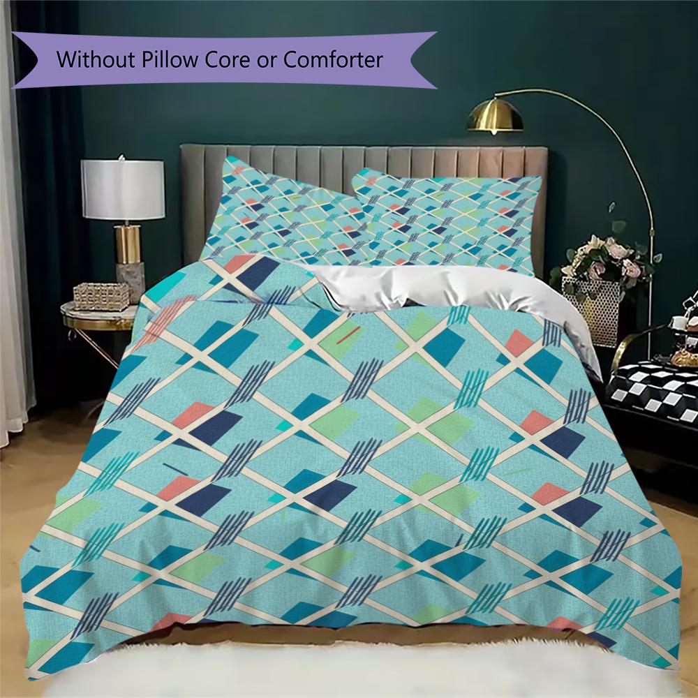 Simple Geometry Pattern Bedding uilt Set uilt Cover Pillowcase Home Decoration Birthday Gift (1 * duvet cover + 2 * pillowcase without core)22