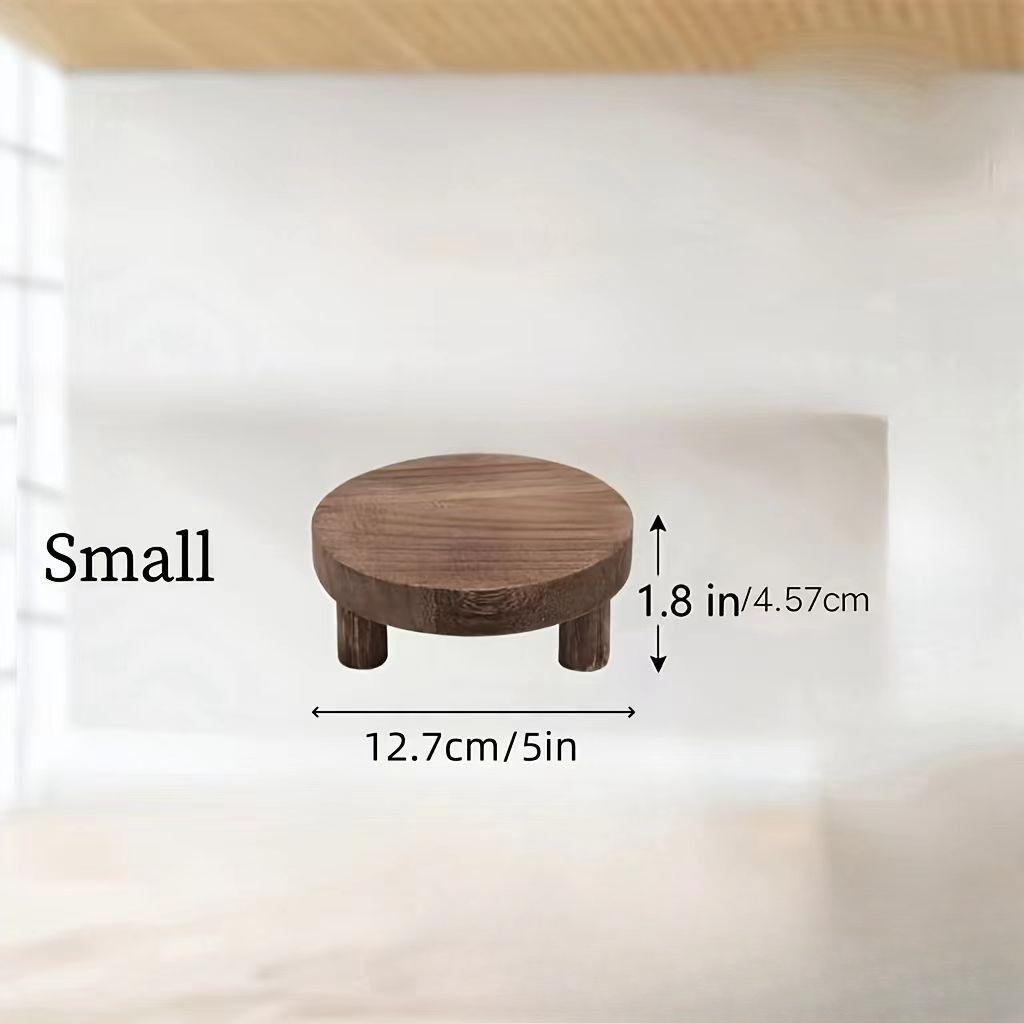 1pc/Set Wooden Round Tray Multifunctional Wooden Candle Base Kitchen Fruit Tray Base Bathroom Storage Tray