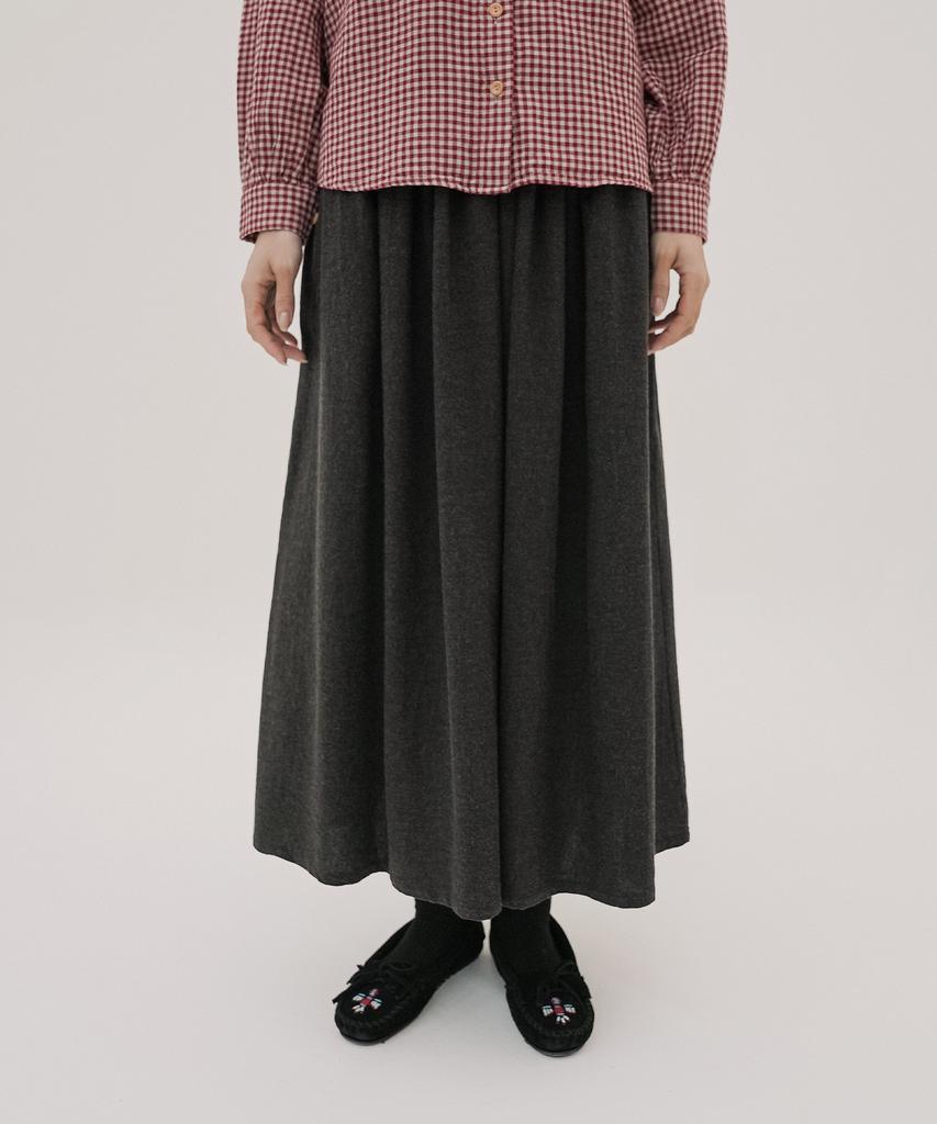 Chikita Cotton Shirred Flare Skirt Deep Brown 250808Db