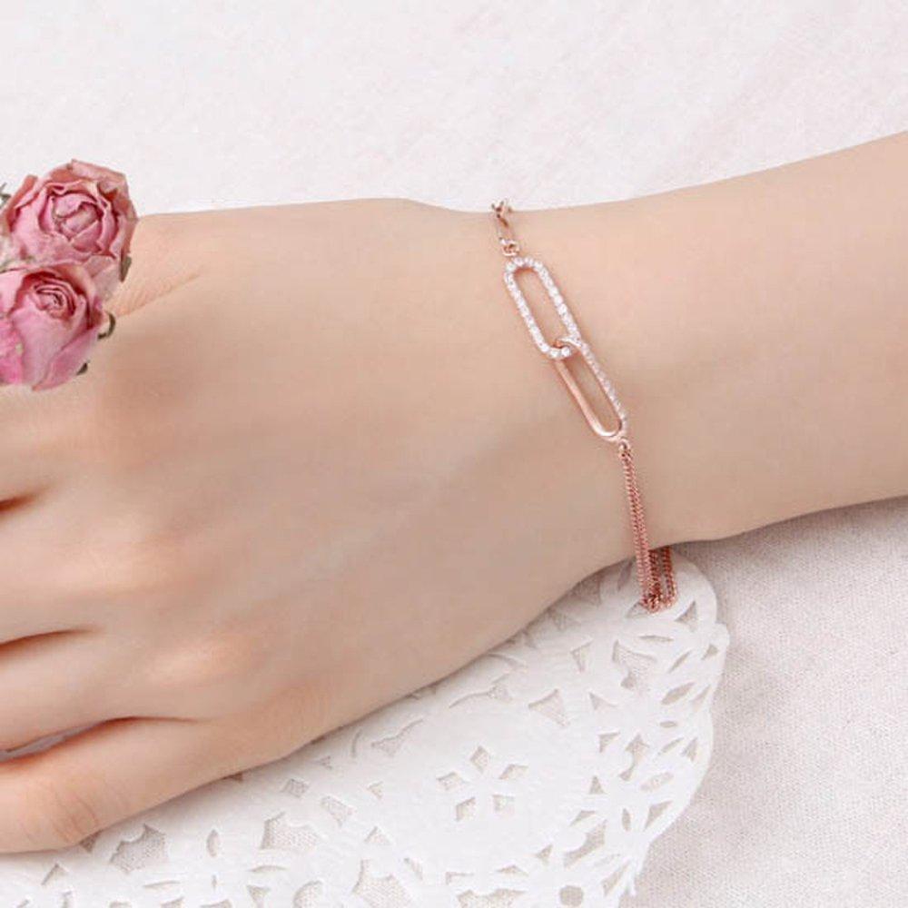 Selina 14Kgp Rose Gold Double Chain Bracelet Jr173