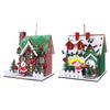 Christmas Wooden House Ornament Buildings Gift Hanging Decor Santa Elements, Miniature for Home Office, Wall Festival Window