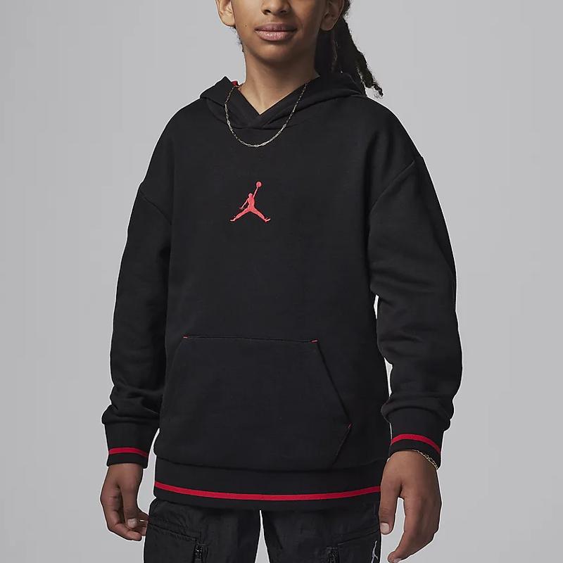 Jordan Color Block Letter Embroidered Hooded Jacket And Sweatshirt 3 In 1 Casual Sports Set Kids sets Black HJ8347-010