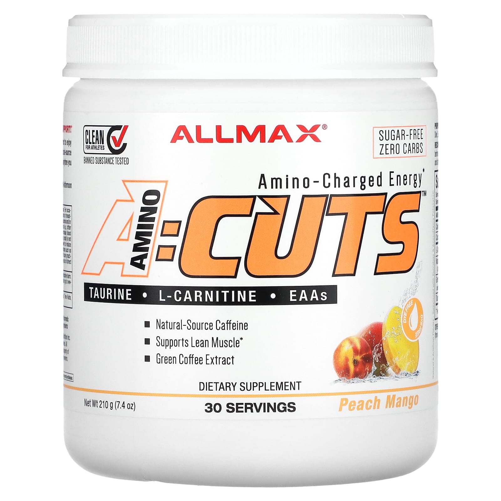 

Acuts™, Amino-Charged Energy, Peach Mango Flavor, 210G (7.4Oz)