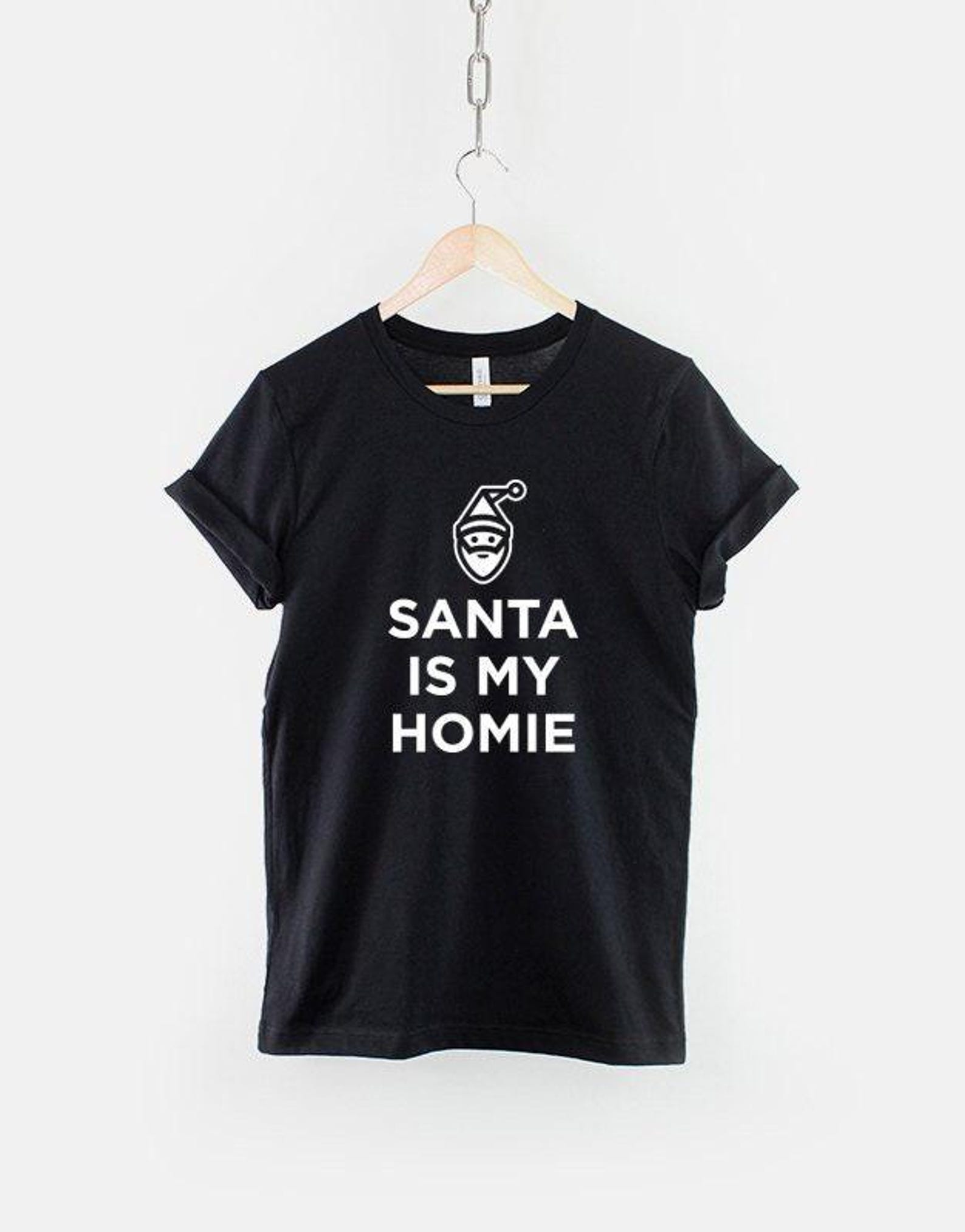 Santa Is My Homie Christmas Shirt, Funny Holiday Slogan Tee L