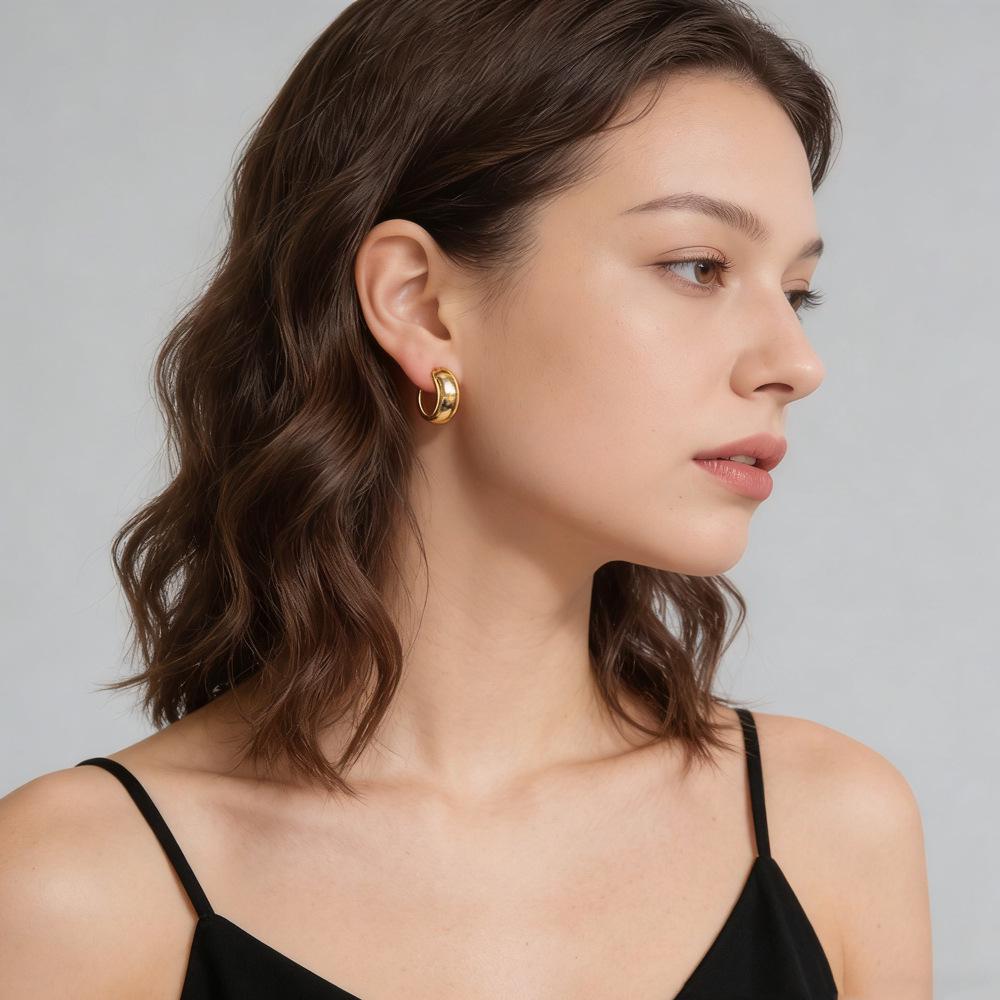 European Geometric Stainless Steel C-Shaped Women s Luxury Earrings
