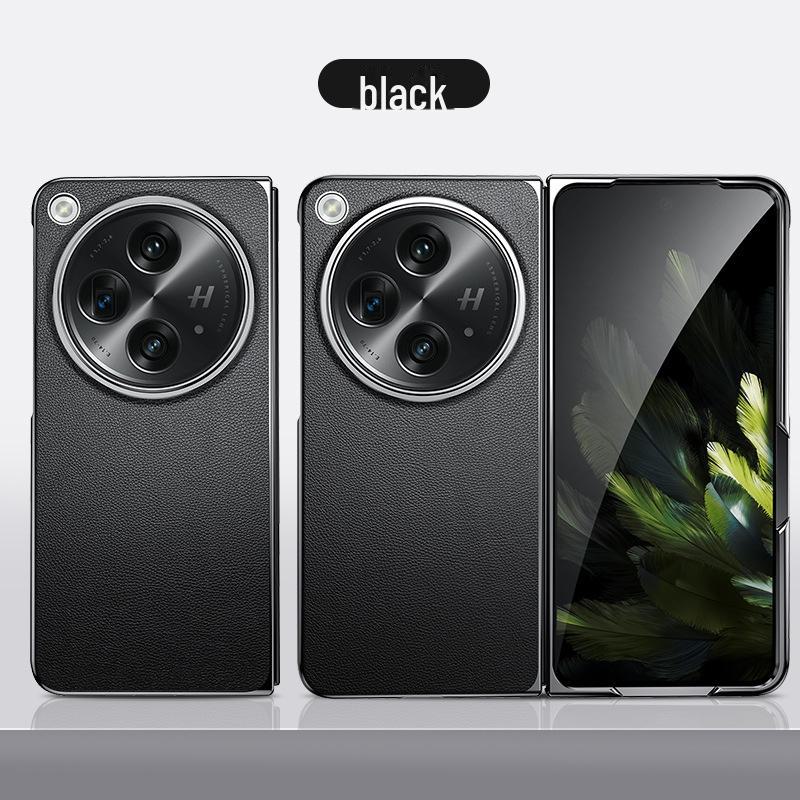 

Чехол для складного экрана OPPO Find N3 из гальванизированной кожи: Полное покрытие, защита от падения, с подставкой Oppo Find N3 чёрный