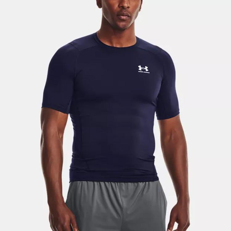 Under Armour HeatGear® Training Short Sleeve Fitness Shirt Men tops Dark-Blue 1361518-410