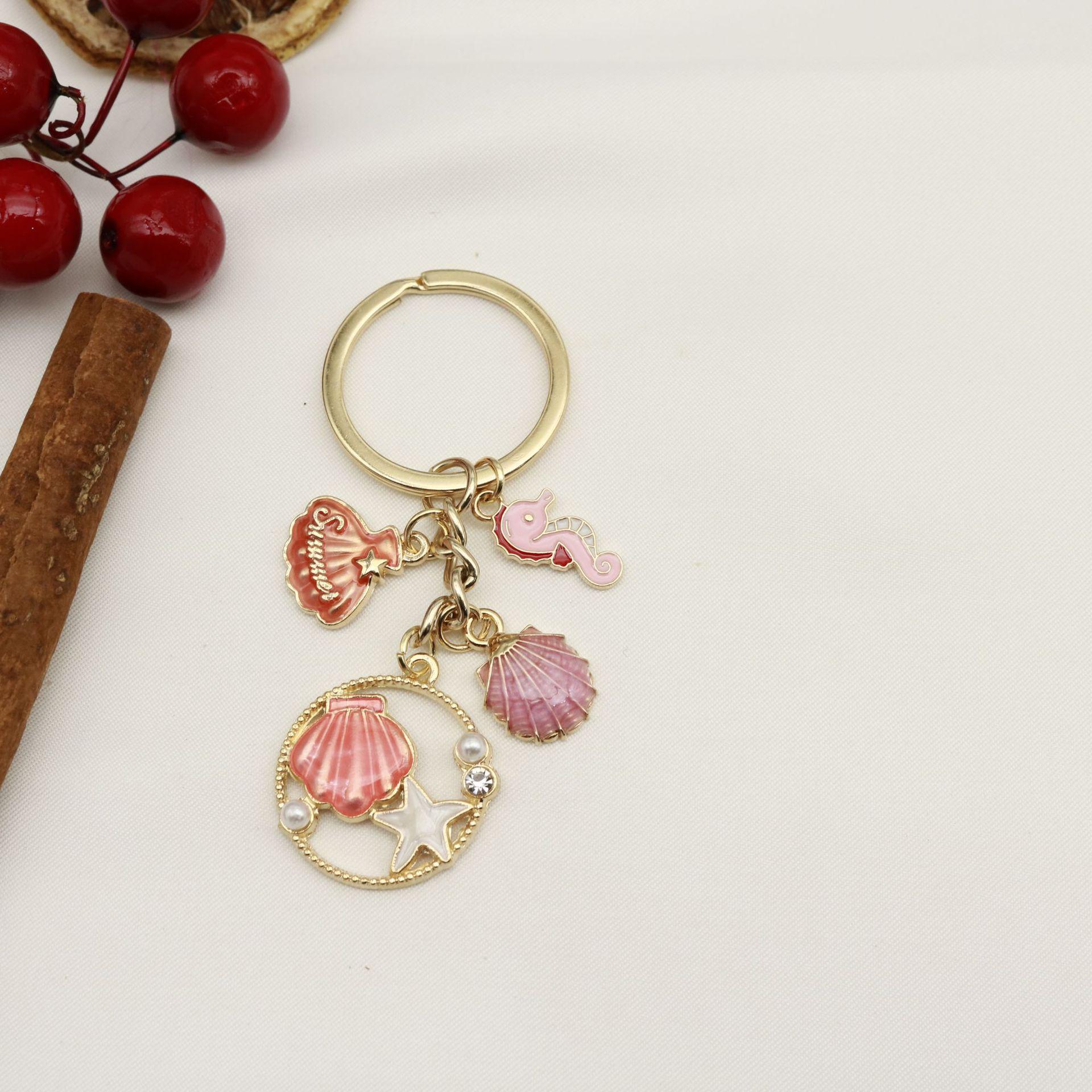 Ocean Charm Keychain: Starfish, Shell, Dolphin, Turtle, Mermaid Tail Pendant