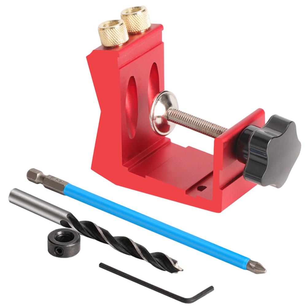 Pocket Hole Drill Guide Dowel Jig Oblique Hole Locator Drilling Kit Aluminium Woodworker DIY Tool