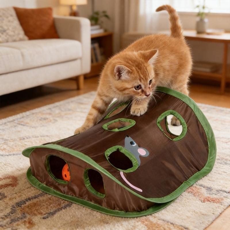 Stimulates Curiosity Teaser Puzzle Toy Cats Chew Resistant Durable With Multiple Holes And Mouse Bells Ball
