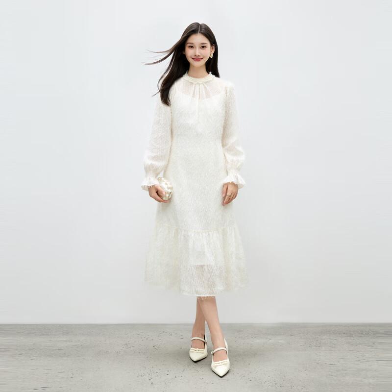 Elegant Lace Chiffon Puff Sleeve Dress