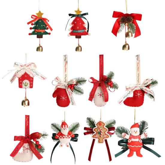 Christmas Ornament Small Boot Mitten Santa Snowman Gingerbread Man Xmas Tree Hanging Ornament Holiday Decorative Car Pendant for Wall Window Decor