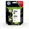Confezione da 2 cartucce d'inchiostro nero e tricromia originali HP 304 (3JB05AE) per DeskJet 2620/2630/3720/3730, Envy 5020/5030
