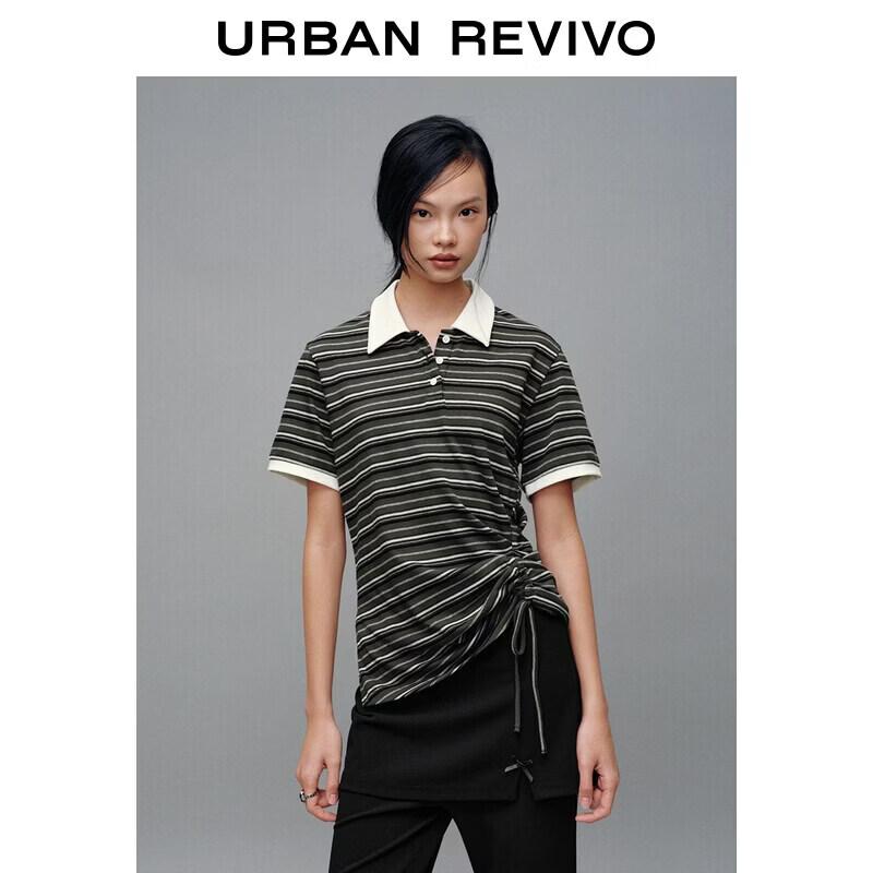 UR Women s Striped Slim-Fit Polo T-Shirt L