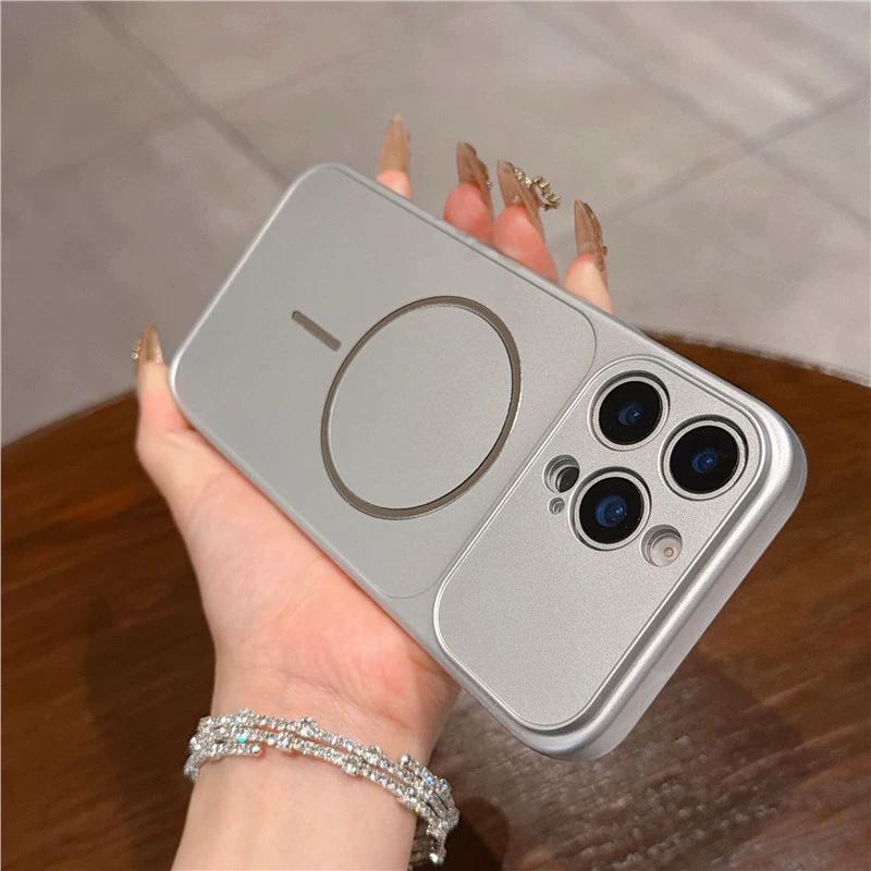 

iPhone 17 Pro Max Large Magnetic Case: Full Coverage Frosted PC Drop-Proof Protective Case iPhone 15 Pro Max серебряный