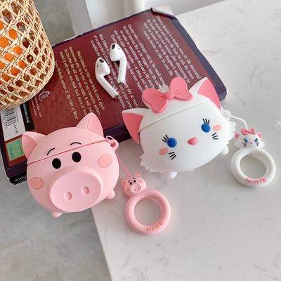 Housse de protection pour écouteurs Airpods1/2 Motif cochons chats Étui pour écouteurs