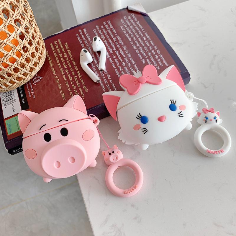Protective Cover Case For Airpods1/2 Earphones Pigs Cats Pattern Earphones Case