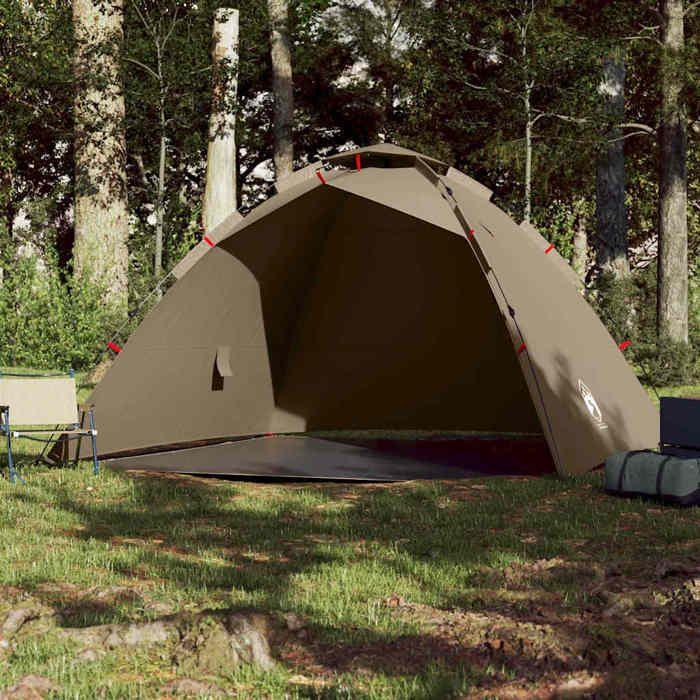 VidaXL Tente de pêche 4 personnes marron libération rapide, tente de camping, tente de jardin, abri d'extérieur, abri de 4005324