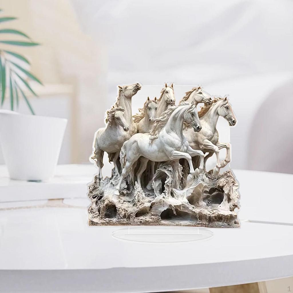 2D Acrylic Horse Ornament Desktop Display Collectible Flat Table Sign Figurine for Home