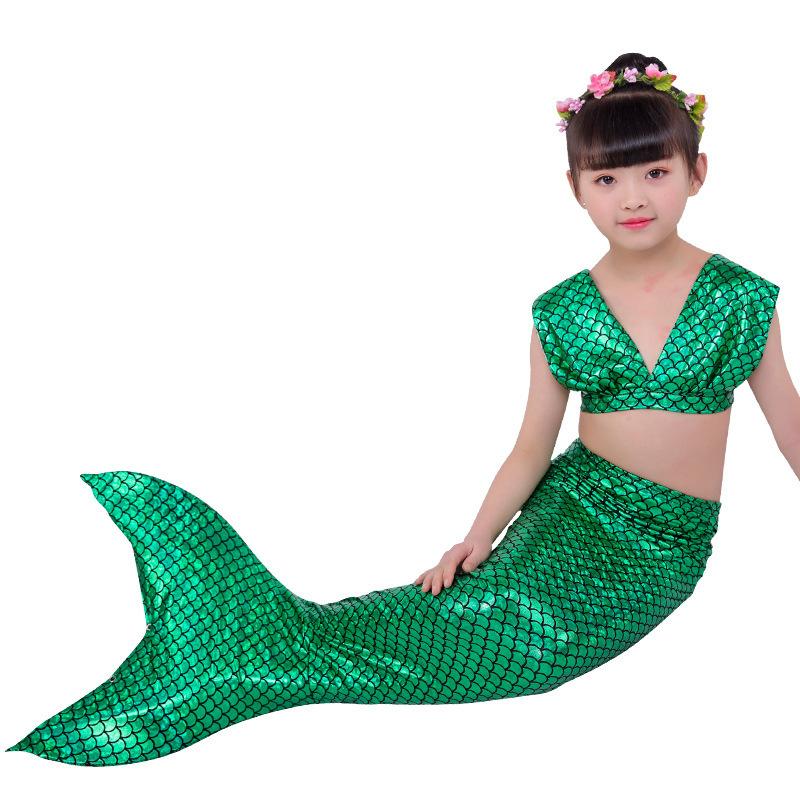 Mermaid Swimsuit Girls Middle School Elder Princess Split Skirt Elementary School Mermaid Baby Three-Piece Set