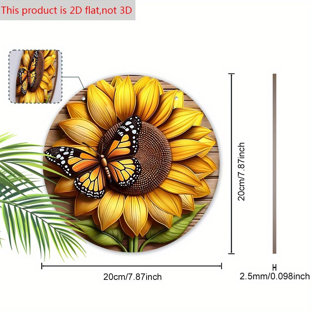 Rustic Wooden Sign with Sunflower & Butterfly Pattern - Spring Theme Decorative Plaque for Outdoor, Home Decor - Ideal Gift for Friend
