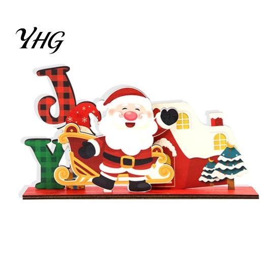 DIY Assembly Xmas Decor Wooden Christmas Ornaments, Tabletop Decoration with Santa Claus Snowman Elk Tree Designs for Home Holiday Party And