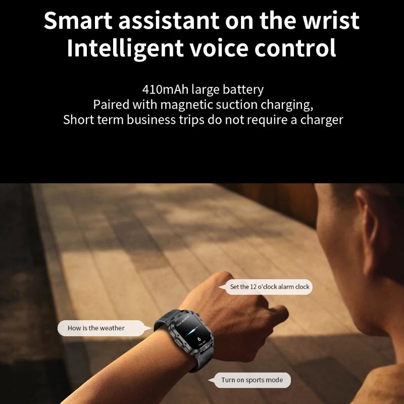 2025 Nieuwe 2.01-inch HD Scherm Heren Smartwatch met Zaklamp Buitensporten Heren Horloge IP68 Waterdicht Gezondheidsmonitor Oproep Smartwatch