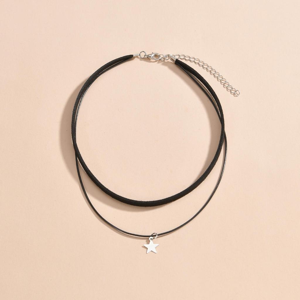 Stylish Alloy Star Pendant Velvet Cord Double Layer Women's Choker