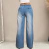 Women S Wide Leg Drawstring Elastic Waist Relaxed Fit Casual Denim Jeans